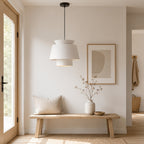 Suspension blanche à trois étages en métal, Ø 23 cm, câble noir