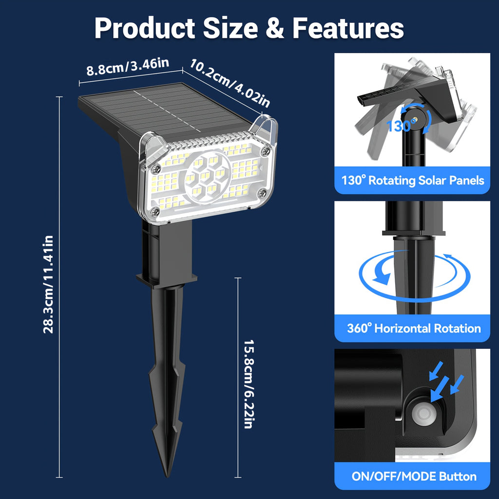 Spot solaire 68 LED à panneau orientable, blanc chaud, lot de 2 à 6