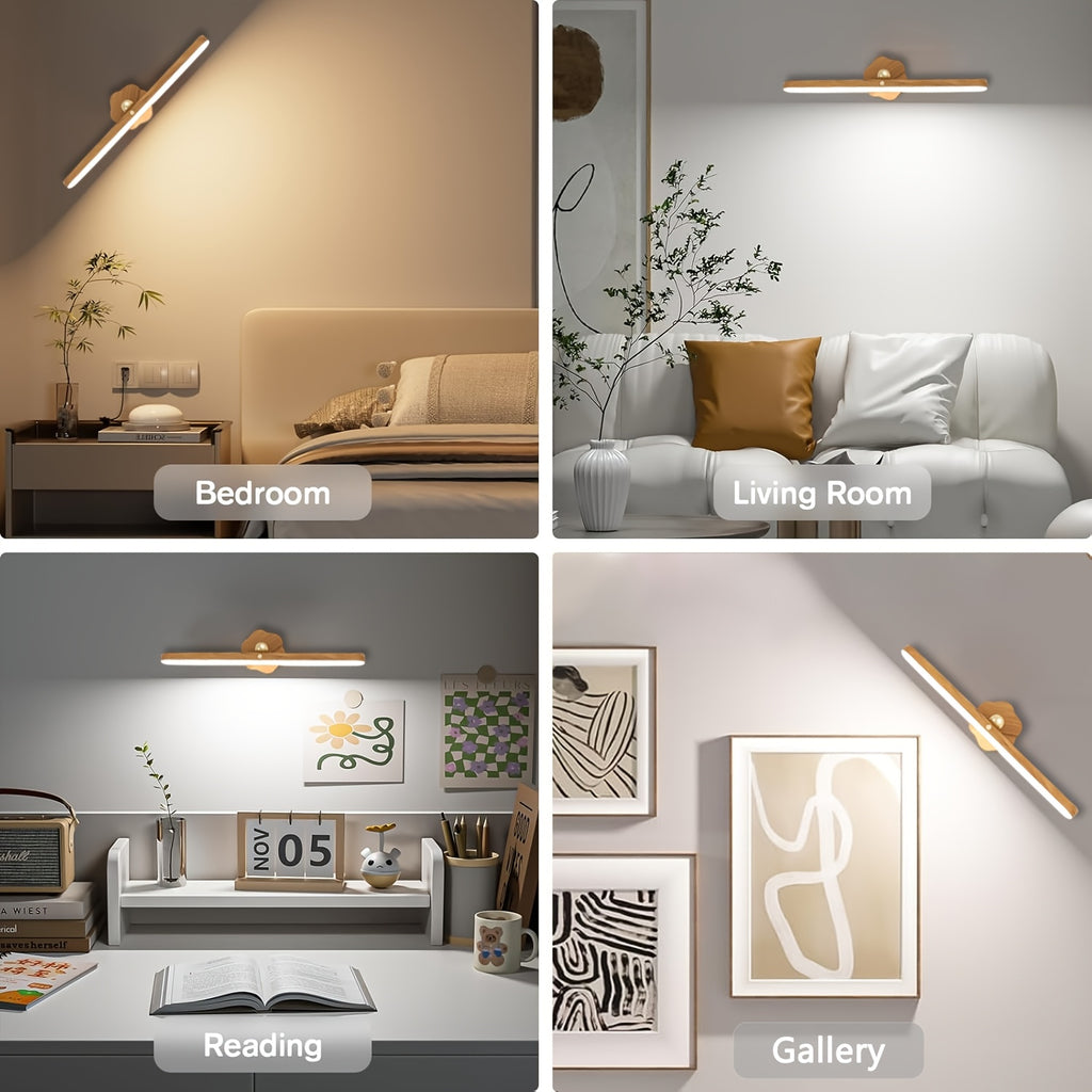 Applique murale LED noire rotative de 30 cm, liseuse sans fil