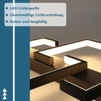 Petit plafonnier LED noir à cadres décalés 30 cm, blanc chaud