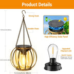Lot de 2 ou 4 suspensions solaires cage dorée, filament LED
