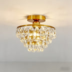 Lustre doré à gouttes de cristal en cascade, Ø 25 cm, douille E27