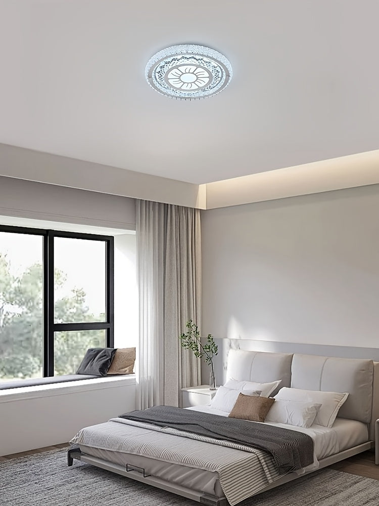 Plafonnier LED à cristaux acryliques Ø 43 cm, motif soleil ou fleur