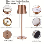 Lampe de table LED sans fil à abat-jour évasé, blanche ou champagne