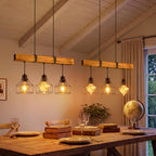 Suspension poutre rustique en bois flammé, hauteur réglable