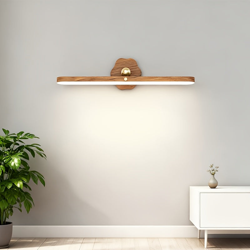 Applique murale LED barre rotative effet bois, tactile et sans fil