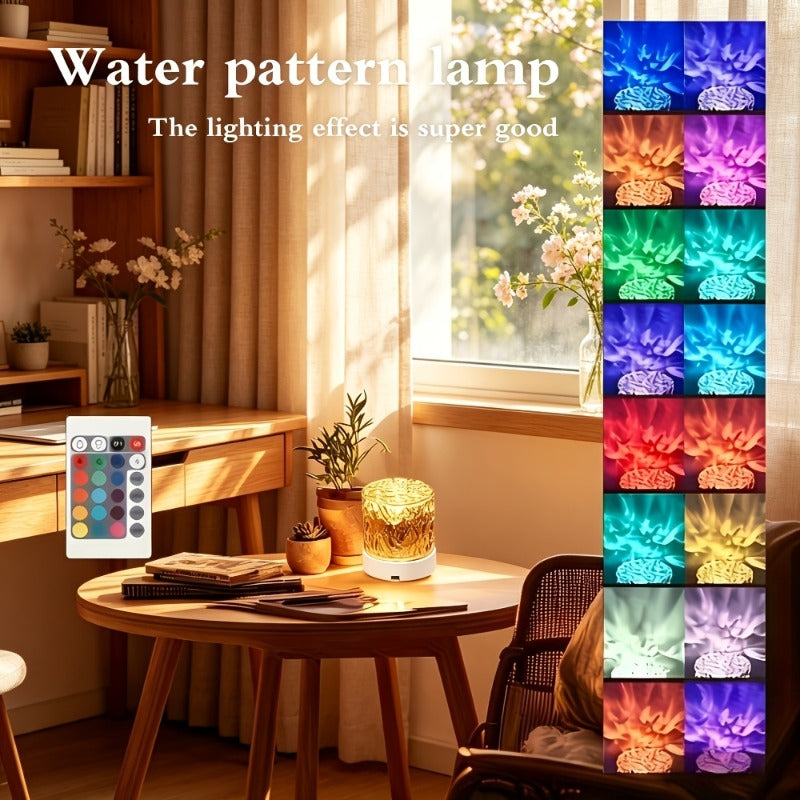 Lampe d'ambiance vague d'eau Ø 8 cm, tactile et télécommande à pile