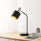 Lampe de chevet noire en métal à tête orientable, douille E27