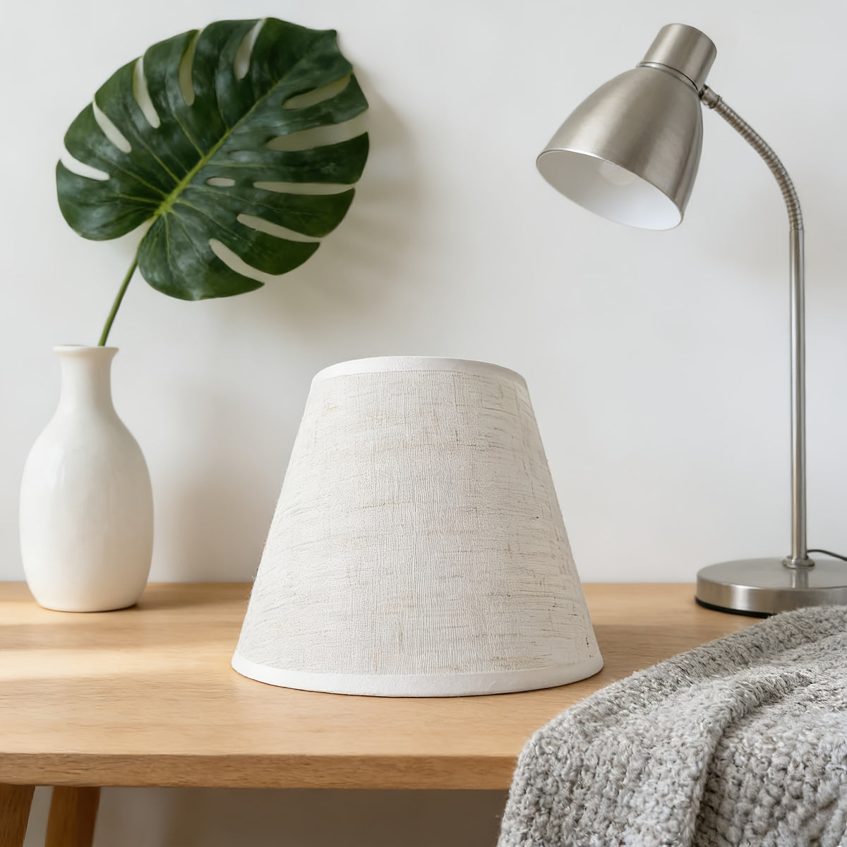Lot de 2 petits abat-jour coniques en lin gris clair, E27 et E14