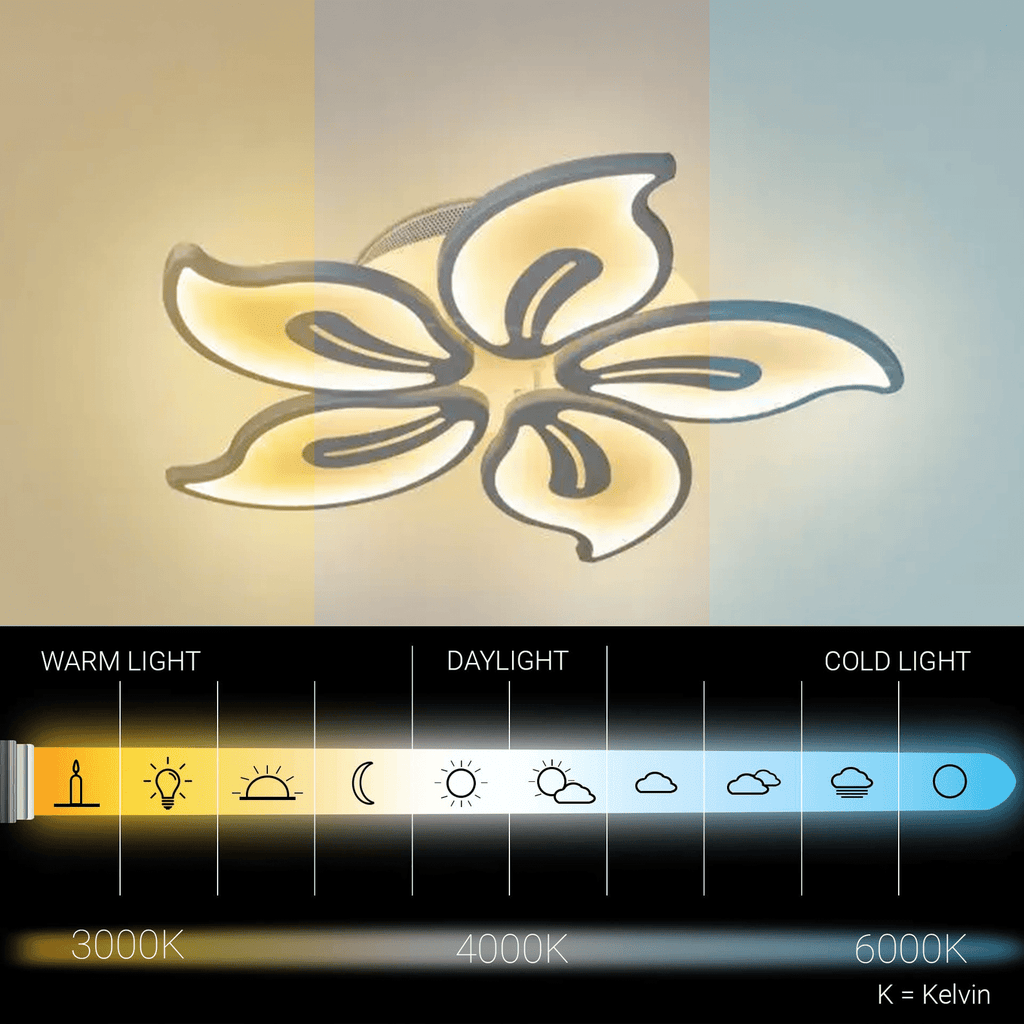 Plafonnier LED fleur blanche Ø 49 cm, 73 W, variateur à télécommande