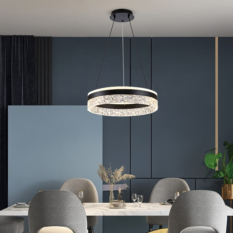 Suspension anneau LED Ø 40 cm, diffuseur effet glace, trois teintes
