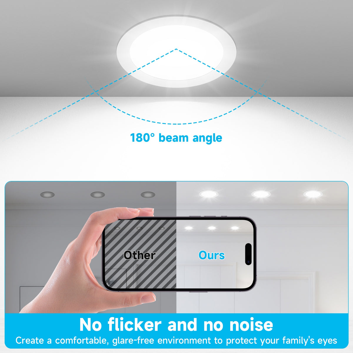 Spot LED encastrable extra-plat Ø 17 cm, 12 W blanc froid, lot de 12