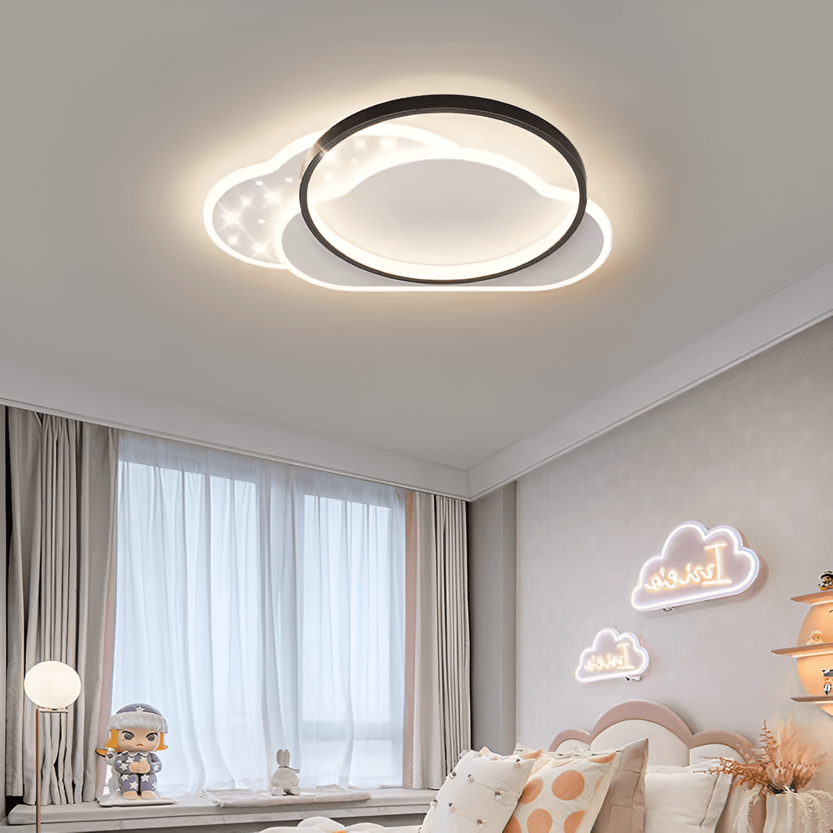 Plafonnier nuage pour chambre d'enfant, étoilé et réglable