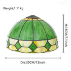 Verre de remplacement en vitrail vert et jaune ambré, Ø 30 cm