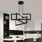 Lustre LED noir à trois cadres rectangulaires, 71 W, 50 cm