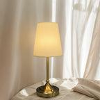 Lampe de table sans fil bronze doré, abat-jour tissu 36 cm, tactile