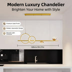 Lustre LED linéaire de 100 cm, double anneau et globes de cristal
