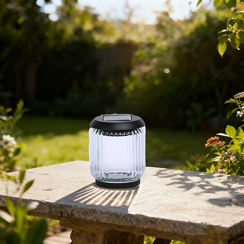 Petite lampe solaire en verre strié pour table de jardin, IP44