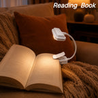 Lampe de lecture à pince blanche, col flexible 14 cm, USB-C