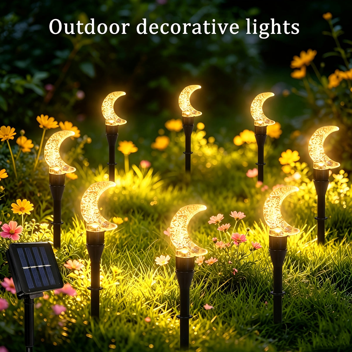 Guirlande solaire croissants de lune à bulles, 20 LED sur 5 m, IP44