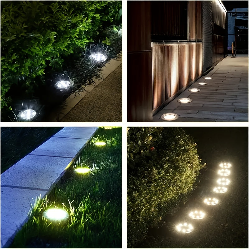 Spot solaire à enterrer 8 LED et batterie 800 mAh, lot de 4 à 12