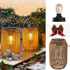 Lanterne solaire tonneau effet rotin à ampoule filament, IP65