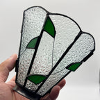 Verre de remplacement façon vitrail à feuilles vertes, Ø 14,5 cm