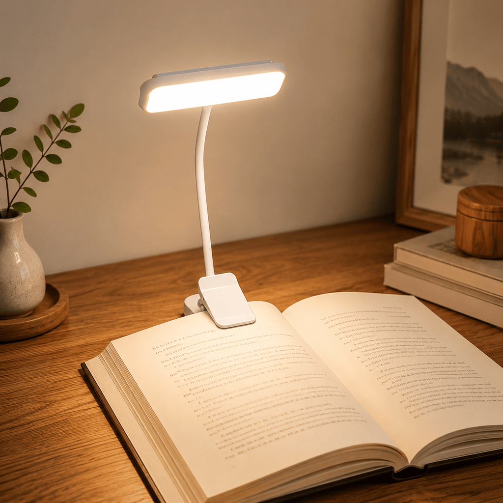Lot de 2 lampes de lecture à pince, tête ronde et rectangulaire