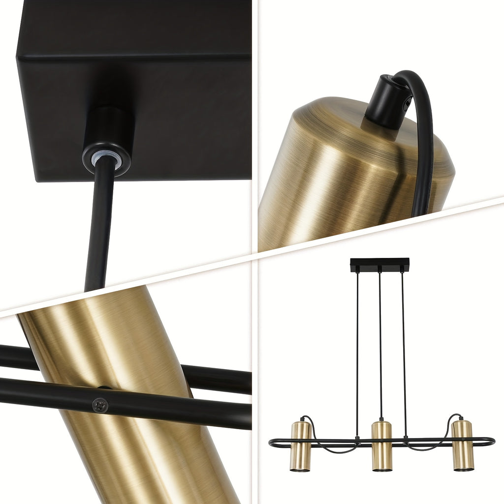 Suspension 3 spots GU10 dorés orientables sur cadre ovale noir