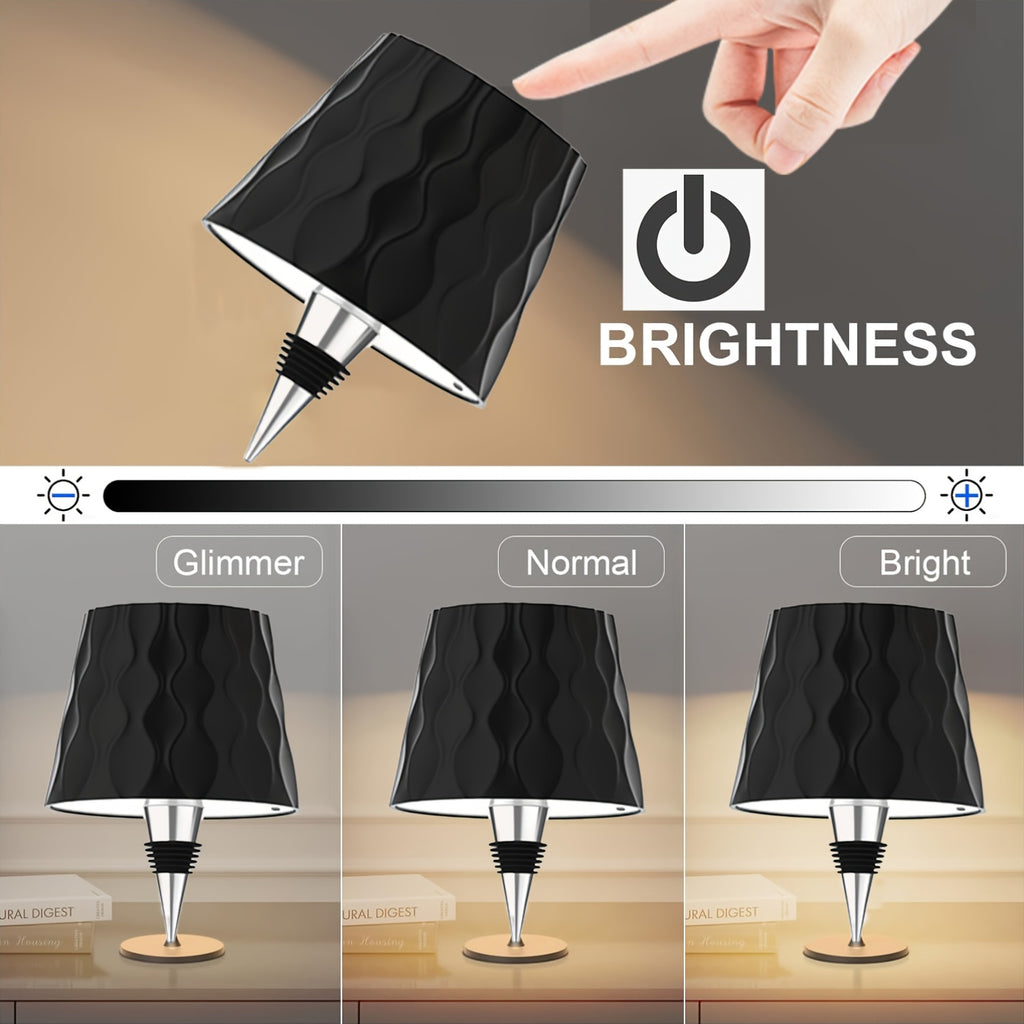 Lampe sans fil pour bouteille, abat-jour ondulé, recharge USB-C