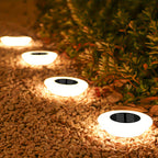 Spot solaire de sol à diffuseur opalin 14 LED, Ø 12,4 cm, lot de 4