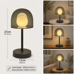 Lampe de table LED sans fil à dôme fumé et globe opalin, grise