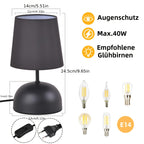 Lot de 2 lampes de chevet blanches en tissu, socle dôme et douille E14