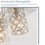 Plafonnier carré chromé à 4 verres et résille perlée scintillante, G9
