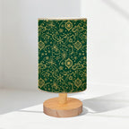 Lampe de chevet de Noël vert sapin à motifs dorés, 24 cm, USB