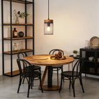 Lot de 2 suspensions, grille métal et bois ou baguettes de verre