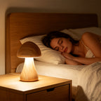 Lampe champignon effet bois, veilleuse tactile rechargeable 17 cm