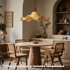 Grand abat-jour ondulé en bambou tressé, forme de lotus, Ø 52 cm