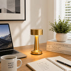 Lampe de bureau sans fil compacte en métal, tête Ø 9 cm tactile
