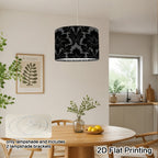Abat-jour tambour à grand damassé noir sur fond gris, Ø 33 cm