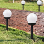 Lot de 6 boules solaires de jardin blanches sur piquet, IP65