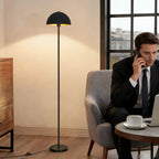 Lampadaire de bureau dôme noir et or, socle épais de 25 cm