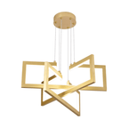 Lustre LED doré à trois cadres carrés, télécommande et variateur