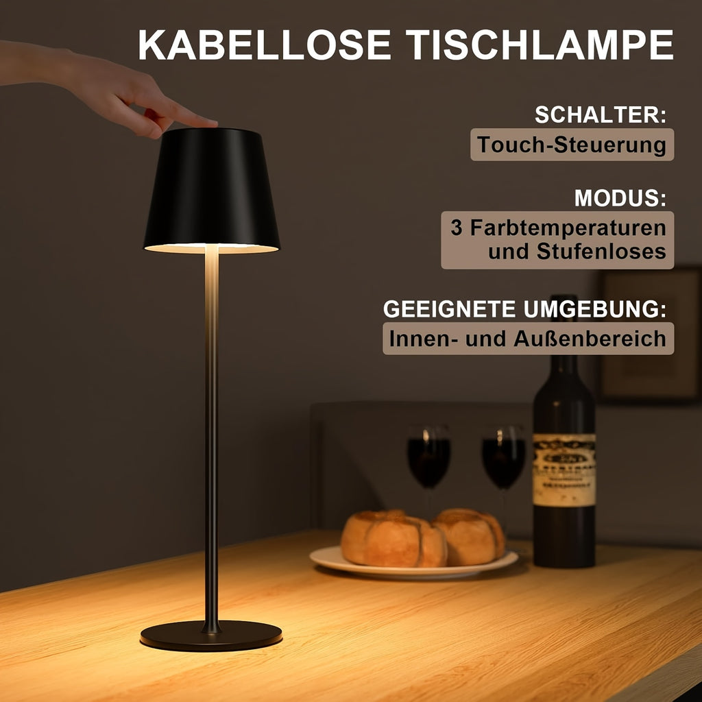 Lampe de table LED sans fil à abat-jour conique et deux hauteurs