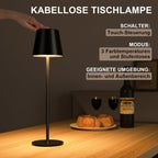 Lampe de table LED sans fil à abat-jour conique et deux hauteurs