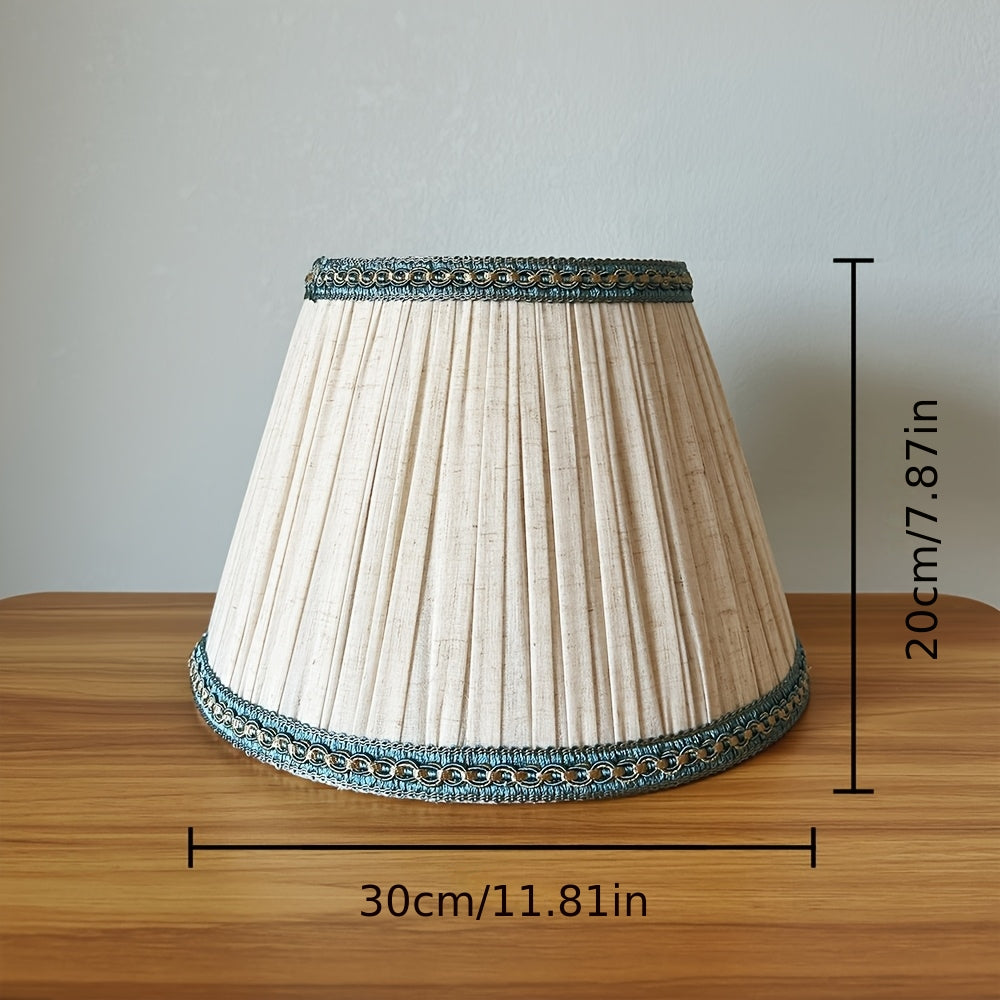 Abat-jour conique en lin naturel plissé pour lampe de table, Ø 30 cm