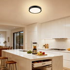 Lot de 2 plafonniers LED ronds noirs extra-plats, Ø 18 cm, 20 W