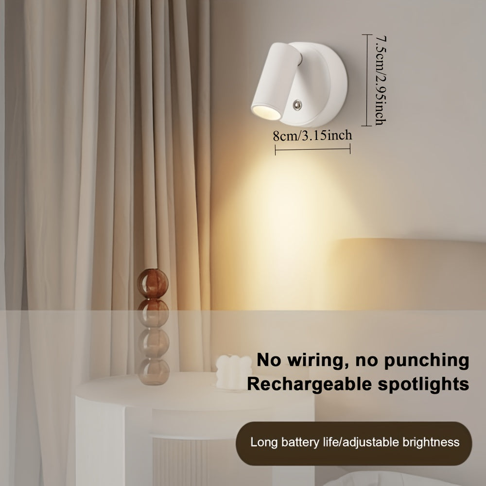 Applique murale spot LED orientable et rechargeable, sans perçage