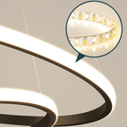 Lustre LED à deux anneaux noirs inclinés, Ø 40 cm et 2000 lumens