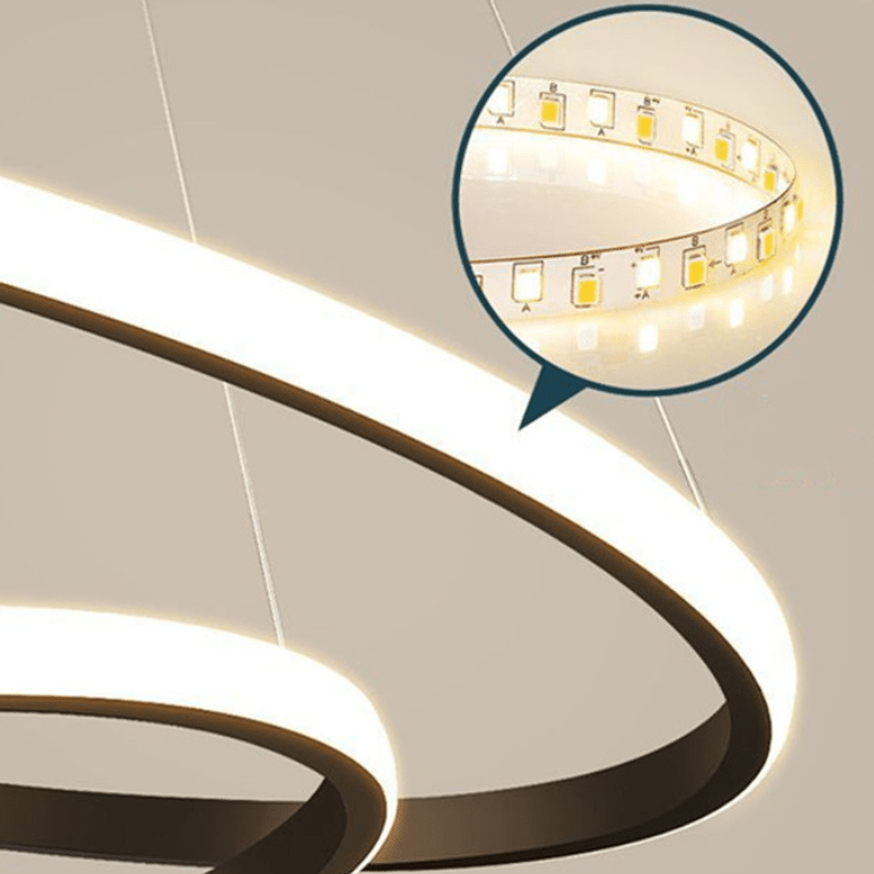 Lustre LED à deux anneaux noirs inclinés, Ø 40 cm et 2000 lumens